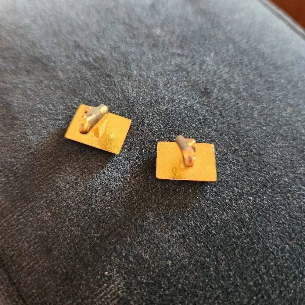 Golden diamond vintage cufflinks cuff links rectangular classy dressy formal